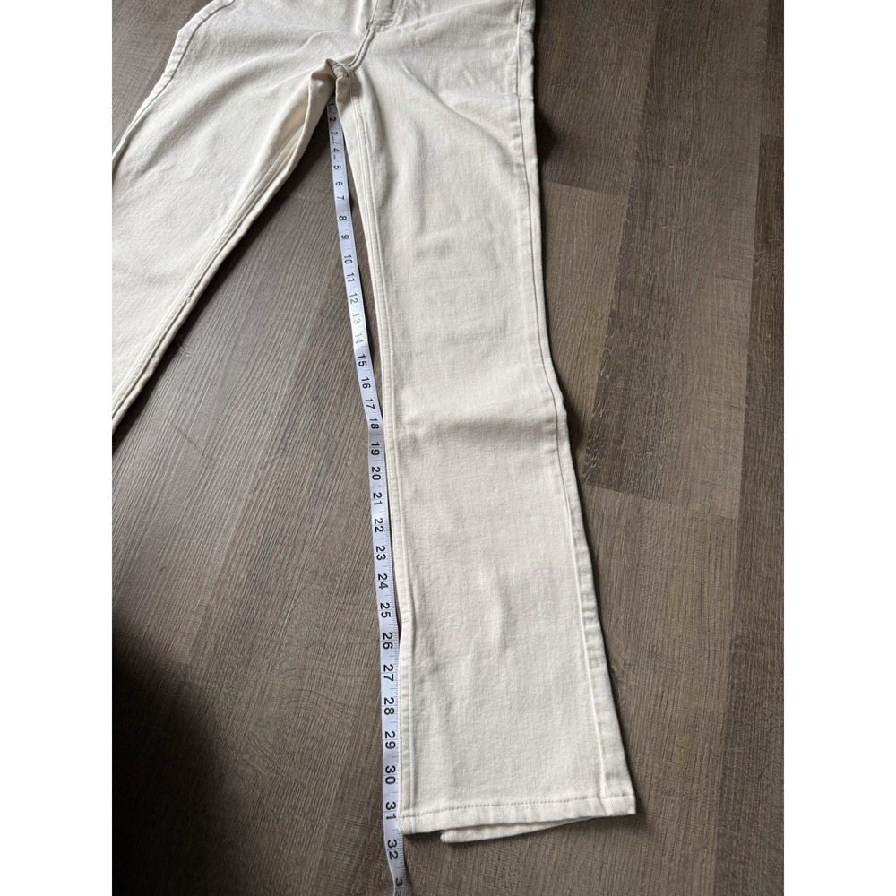 Zara Jeans Womens 4 Ecru High Rise Slim Straight Side Slit Minimalist Neutral - Picture 5 of 9